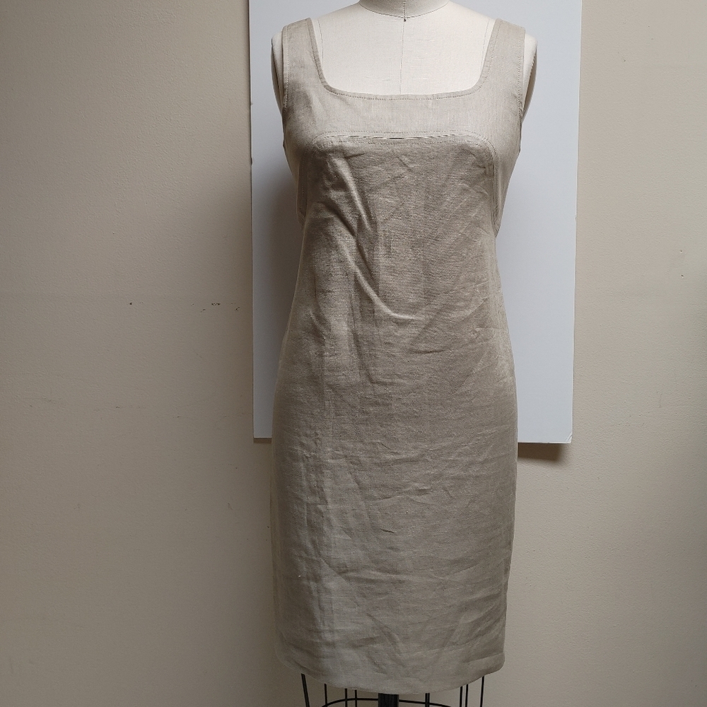 Vintage Kelly Graham Tan Linen Shift & Crop Jacket 4-6 - Picture 4 of 12